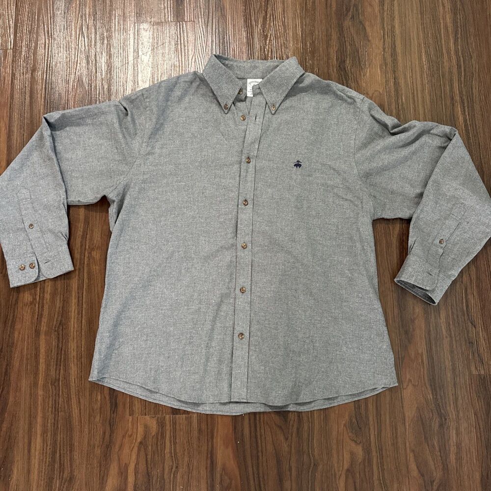Brook Brothers Regent Fit Men's XL Grey Button Down Long Sleeve